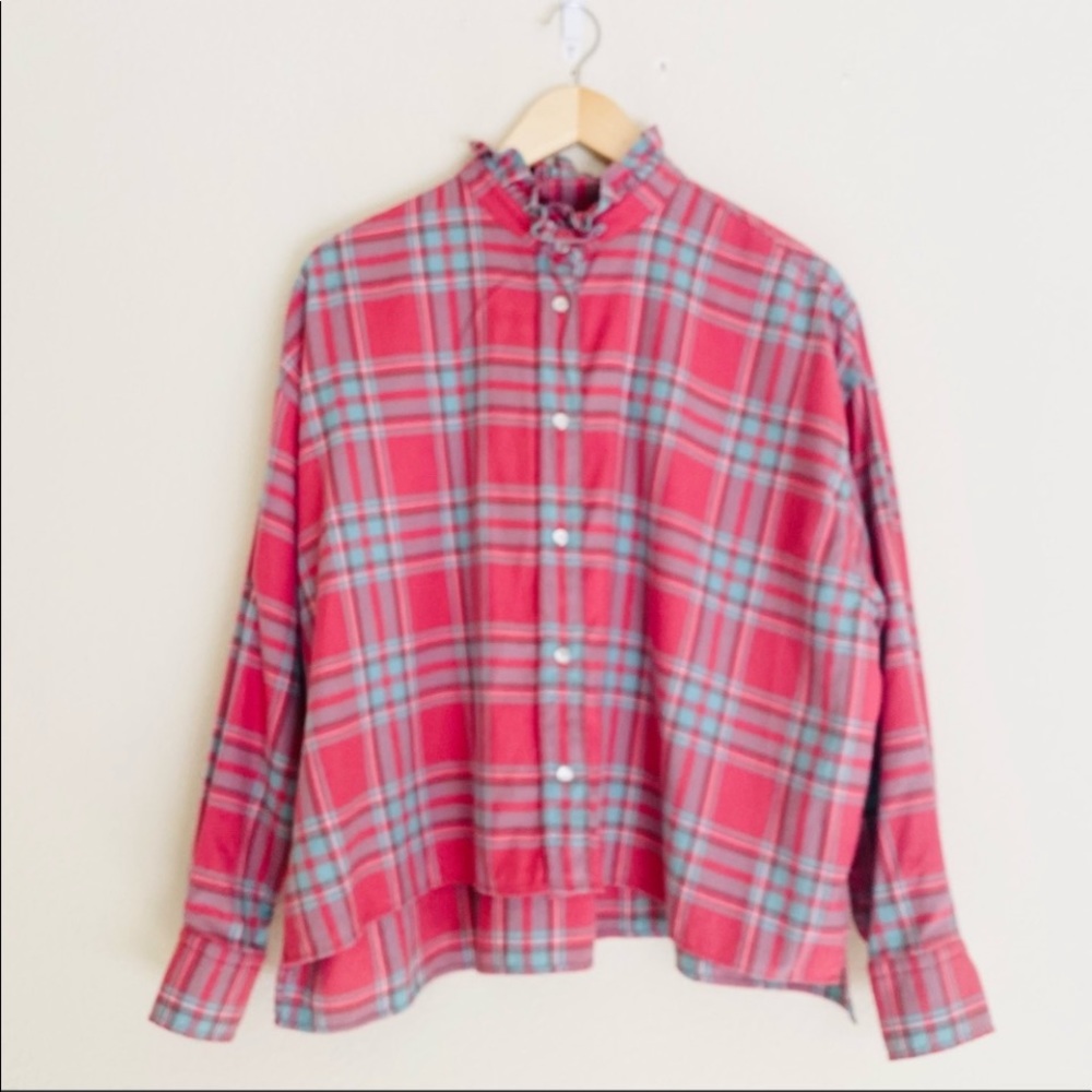 Isabel Marant Etoile Pink Plaid Shirt SZ 8/38